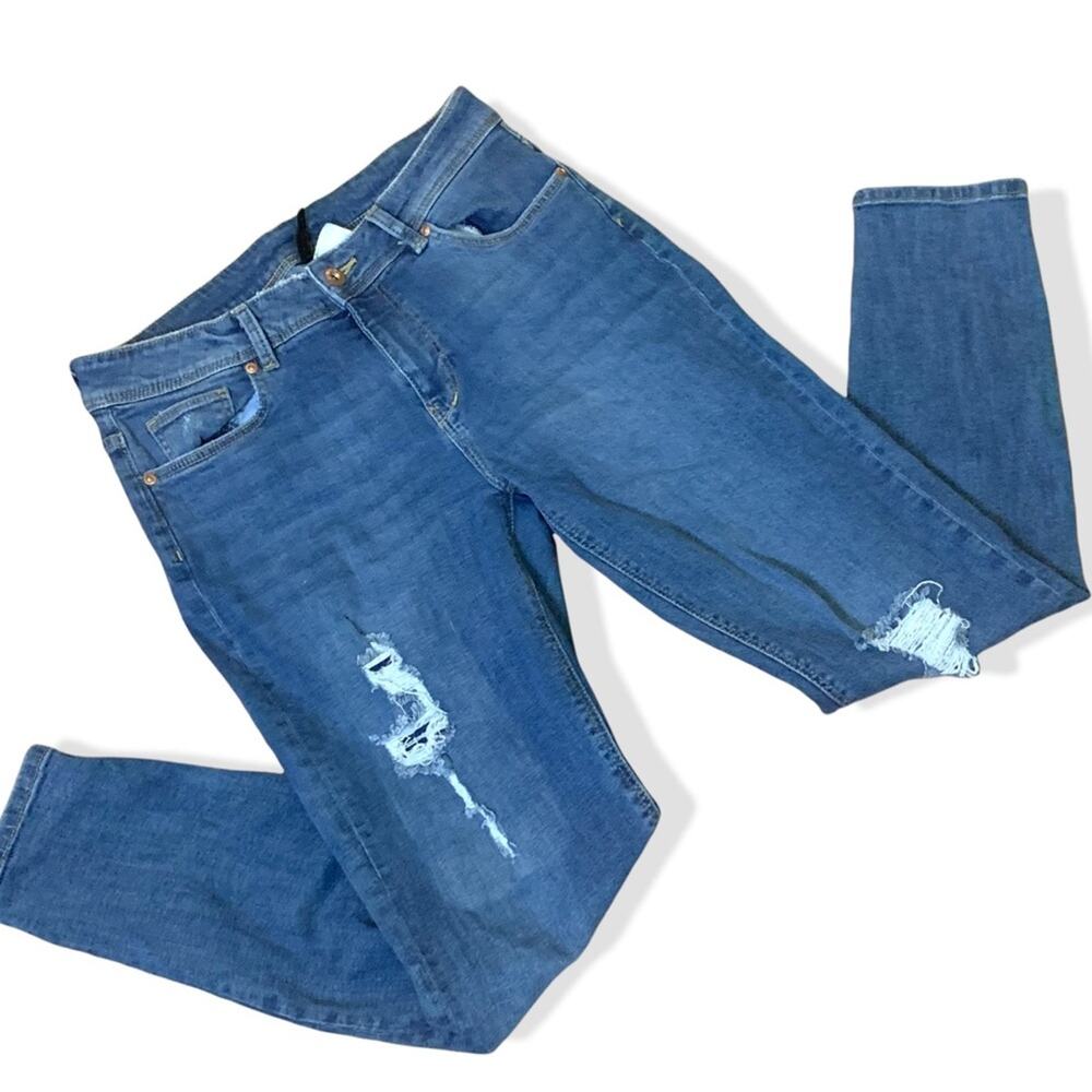 H&M Divided Distressed Ripped Skinny Jeans Mid-Rise 6